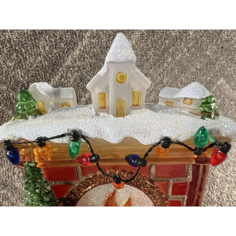Eulit Christmas Fireplace Glitter Flickering FIame Plug-in Nightlight TESTED